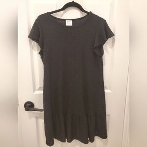 Black eyelet mini dress, size L